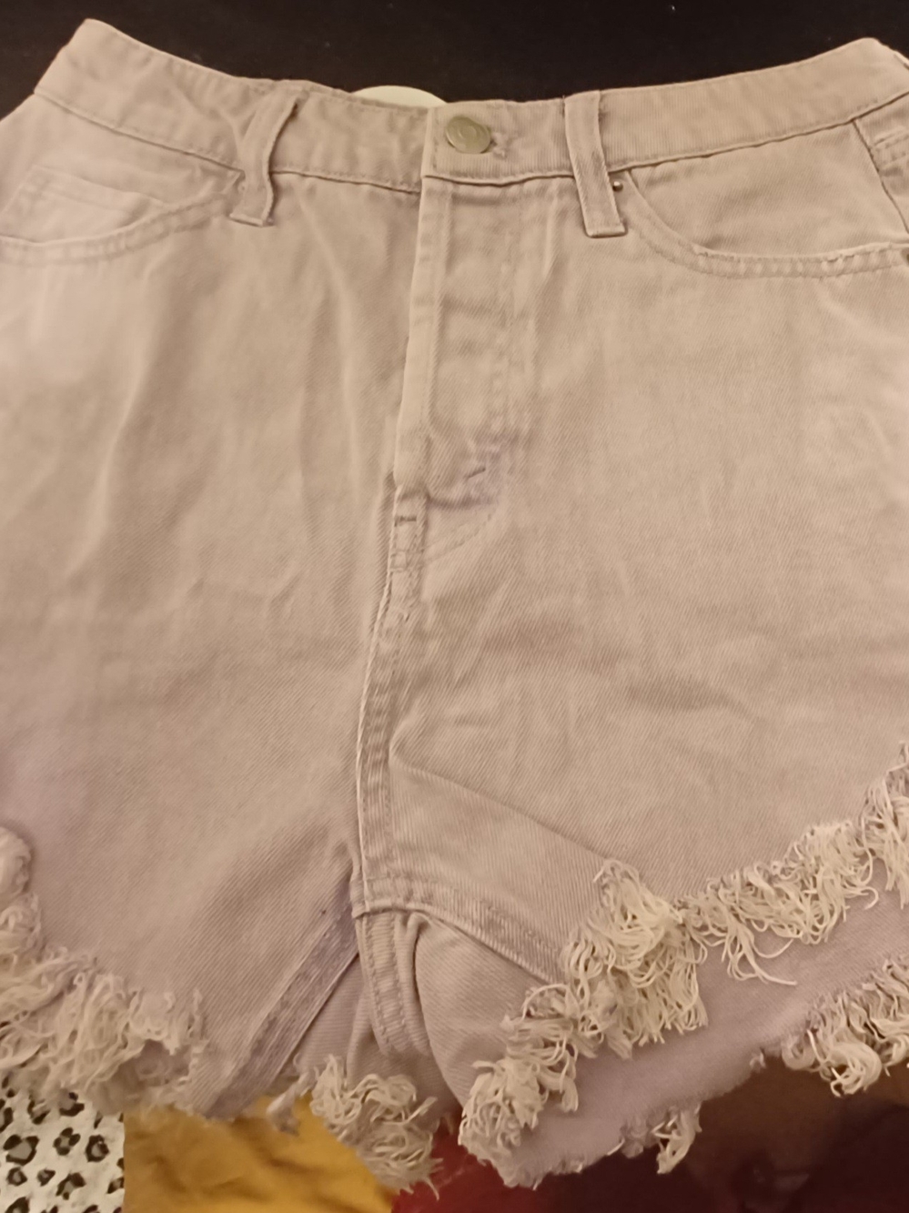 wild fable Lavender Frayed-Hem High-Rise Denim Shorts .